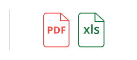Account statement screen with XLS export icon highlighted