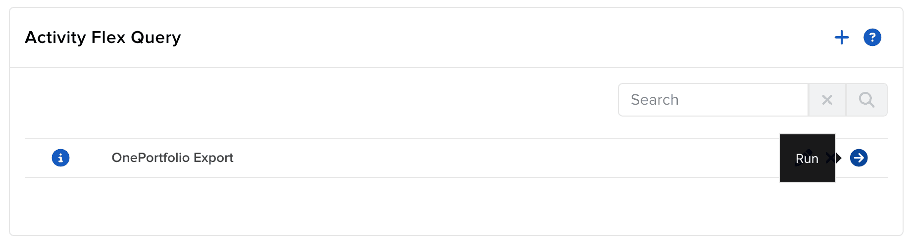 Look for the arrow icon next to the new query and click it to begin the export.
