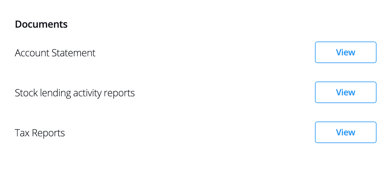 Account section with Documents and Account Statement highlighted